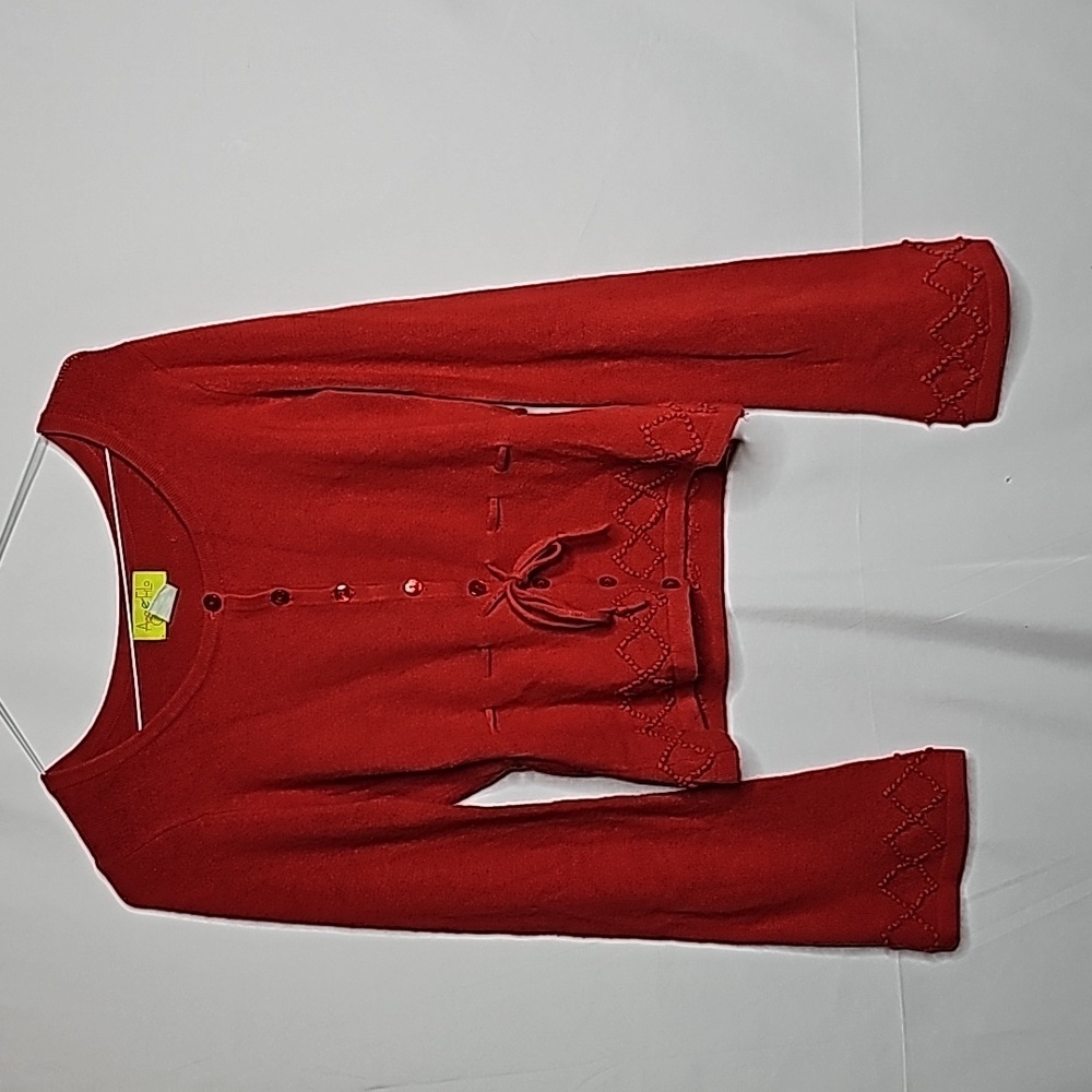 Anthropologie Ago e Filo red cardigan embroidered sweater sz XS - Picture 1 of 5